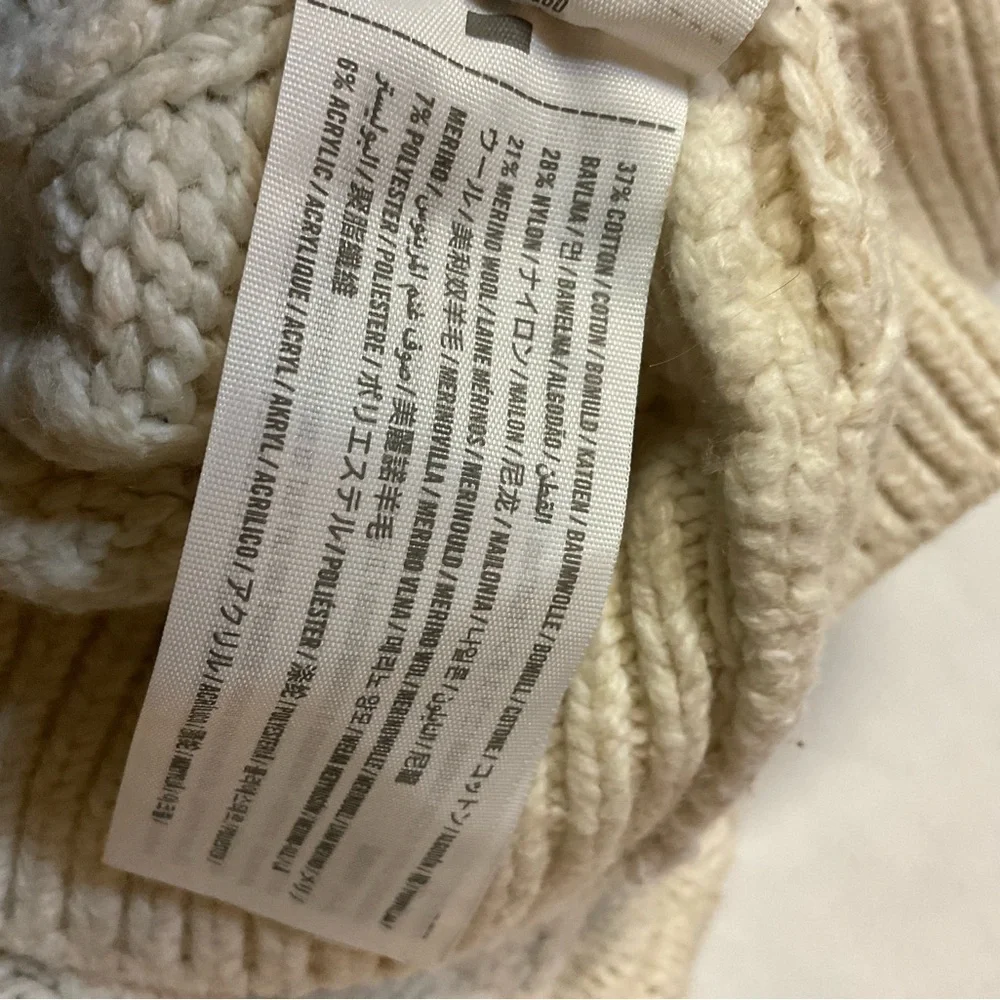 Abercrombie & Fitch Men’s Cable Knit Sweater Cream Talla L Merino Blend